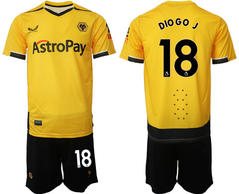 Men 2022-2023 Club Wolverhampton Wanderers home yellow #18 Soccer Jersey->customized soccer jersey->Custom Jersey